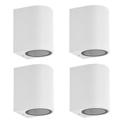 Prios buitenwandlamp Tetje, wit, rond, 10 cm, set van 4