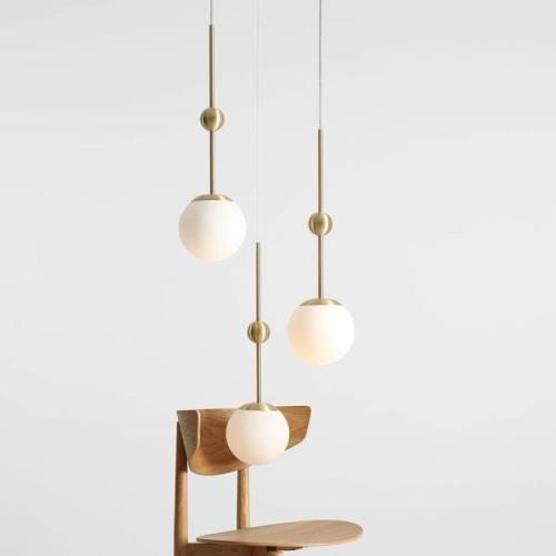 Hanglamp Joel, Rondel, messing/wit, 3-lamps