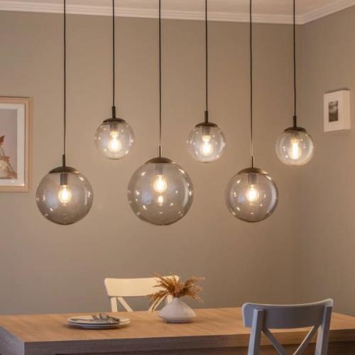 Hanglamp Esme, glas, meerkleurig, 6-lamps, lineair