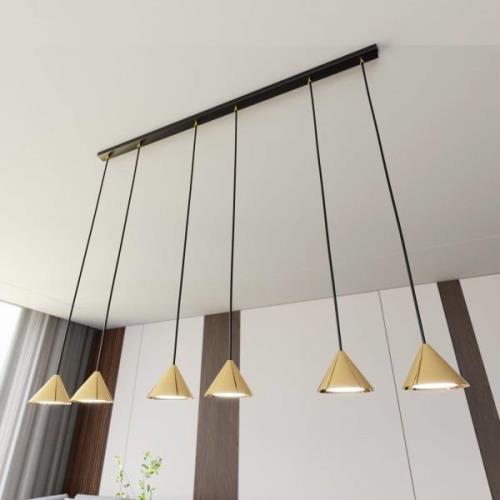 Elit hanglamp, 6-lamps, goudkleurig, metaal