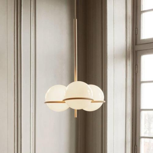 ferm LIVING Era kroonluchter, beige, glas, ijzer, Ø 48 cm