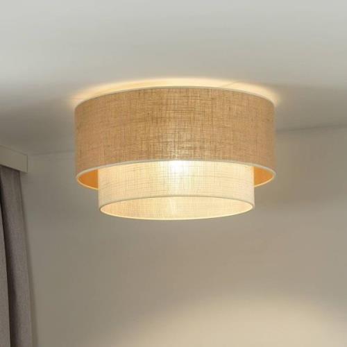 Euluna plafondlamp Boho Jute, natuurlijk bruin/wit, Ø 45 cm