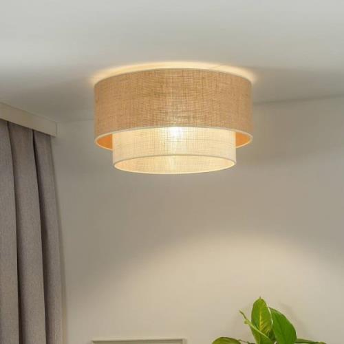 Euluna plafondlamp Boho Jute, natuurlijk bruin/wit, Ø 60 cm