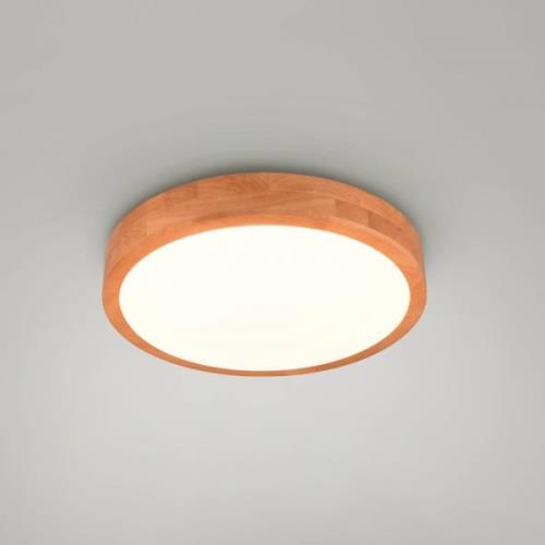 Plafondlamp Iseo, houtkleurig, Ø 40 cm, dimbaar, hout