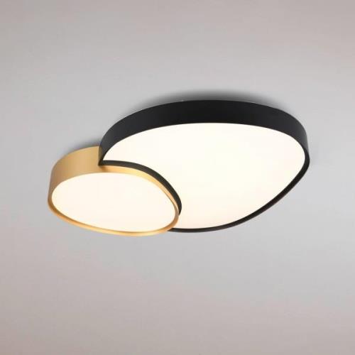 Plafondlamp Rise, zwart-goud, 77 x 63 cm, CCT, dimbaar