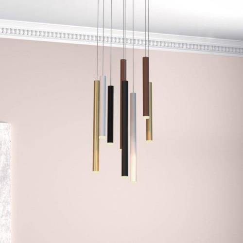 Hanglamp Cala, 8-lamps, rond, aluminium, ijzer