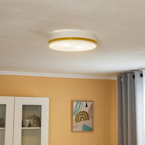 Plafondlamp Amore, goudkleurig gestreept, wit, Ø 35cm