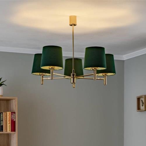 Hanglamp Polo plus 5-lamps messing/groen