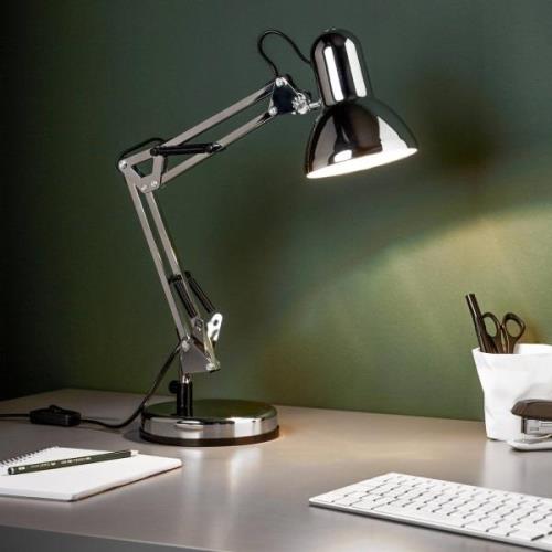 Bureaulamp Henry, chroom, hoogte 50 cm, verstelbaar