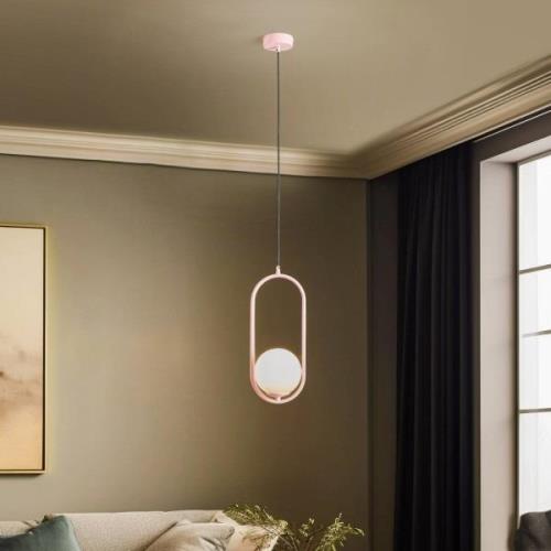 Samba hanglamp, 1-lamp, roze/wit