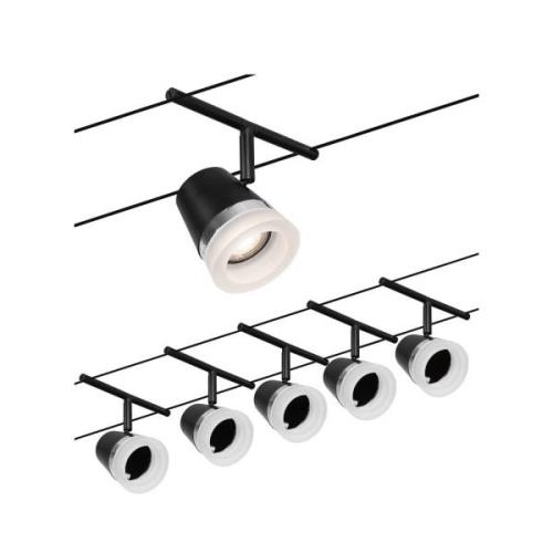 Paulmann Cone kabelsysteem basisset 5-lamps zwart