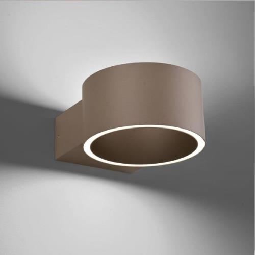 PURE LED wandlamp Clipse, bronskleurig, aluminium Ø 15 cm