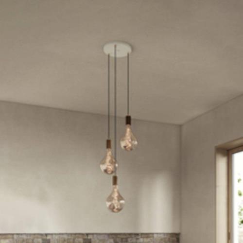 Tala hanglamp Triple Pendant rond, E27 helder, wit/walnoot