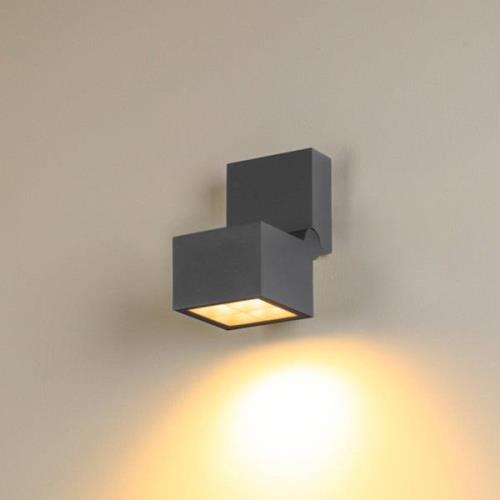 SLV LED wandlamp S-Cube, antraciet, aluminium, breedte 9,5 cm, CCT