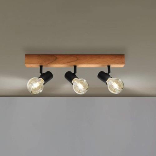 Plafondlamp Townshend 3 van hout 3-lamps zwart