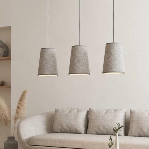 Hanglamp Alsager met drie vilten kappen