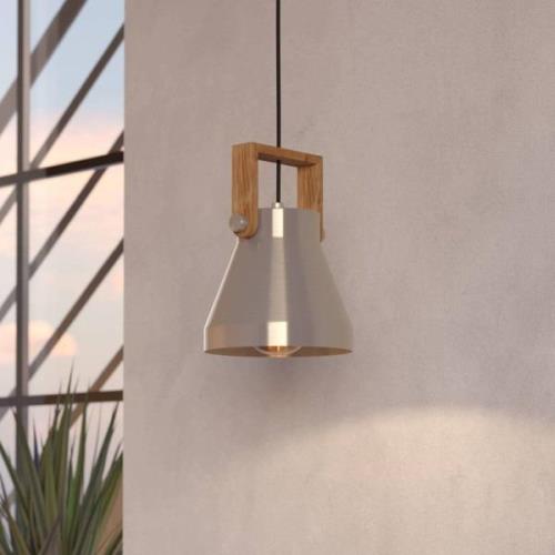 Cawton hanglamp, Ø 16 cm, staal/bruin, staal/hout