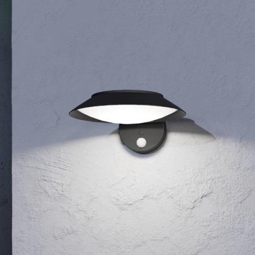 LED wandlamp Cerrisi, breedte 10,5 cm, zwart, sensor