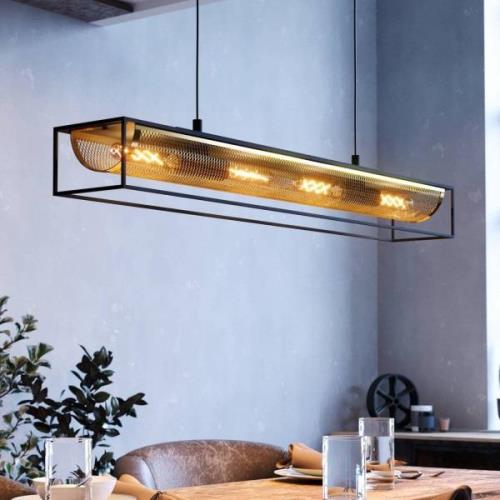 Nohales hanglamp, 112 cm, zwart/messingkleurig, 4-lamps.