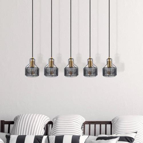 Hanglamp Foro, 5-lamps, zwart/goud