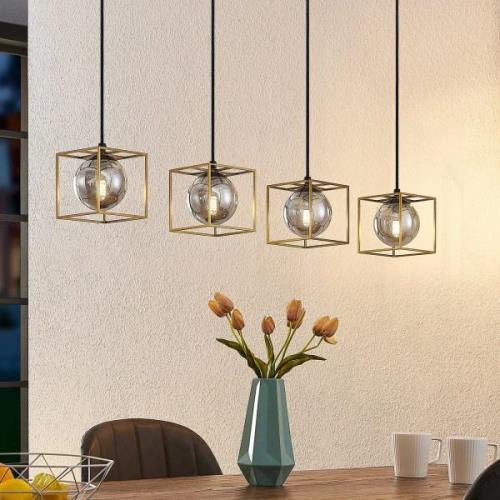 Lindby Josipa hanglamp, 4 kooien, rookglas