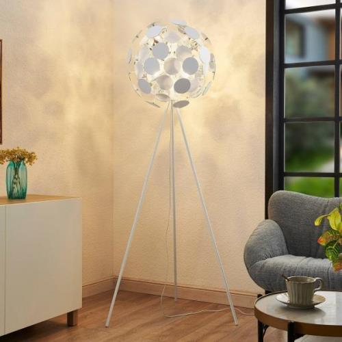 Lindby Dotani vloerlamp met globe kap, wit