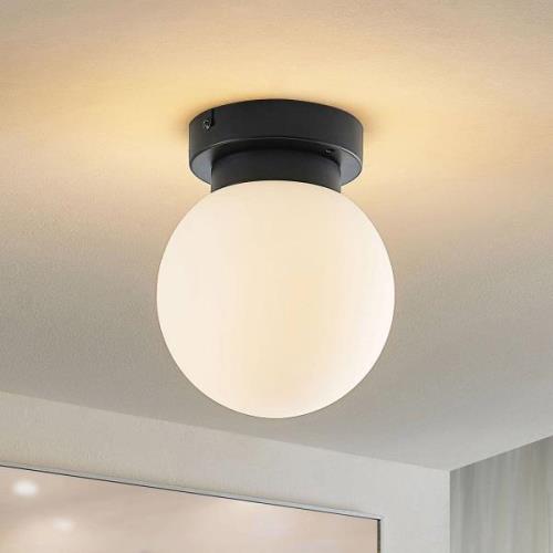 Lindby Tavino plafondlamp, bolvormige kap, zwart