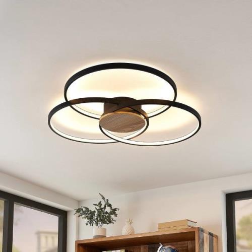 Lindby Riley plafondlamp, dimbaar, zwart