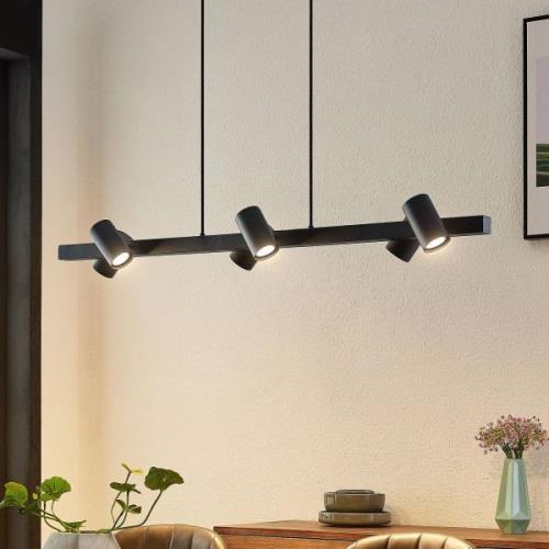 Lindby Savoli hanglamp, lang, zwart