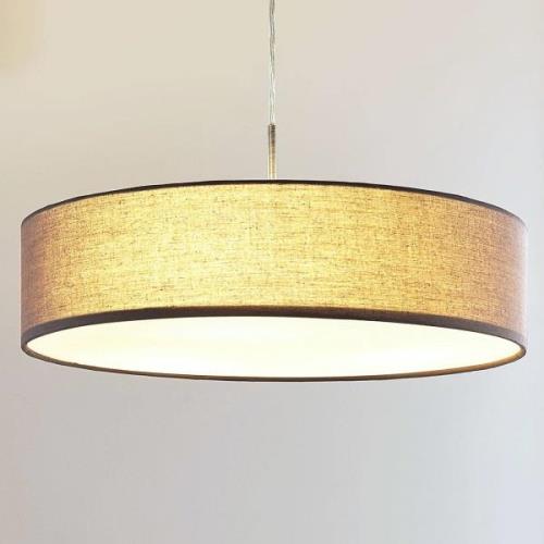 Lindby hanglamp Sebatin, Ø 50 cm, grijs, stof, E27