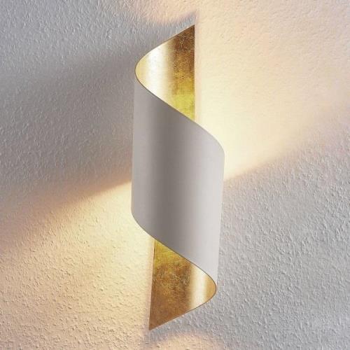 Metalen wandlamp Vanni, gedraaid, wit-goud