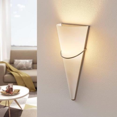 Opaalglas-wandlamp Melek, gesatineerd nikkel