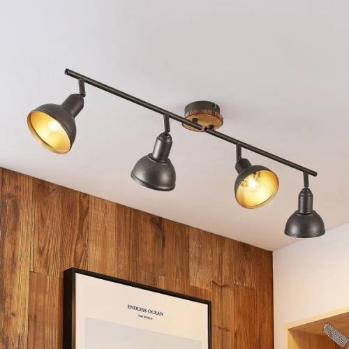 Lindby Nesrin plafondlamp met houtschijf, 4lamps