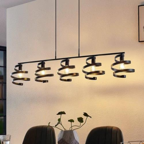 Lindby Colten hanglamp, 5-lamps, zwart