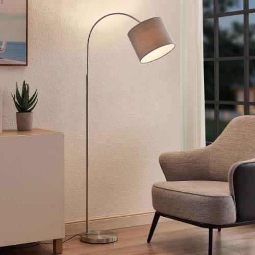 Lindby Keriba vloerlamp, nikkel/taupe