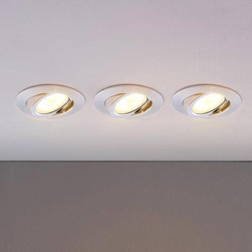 LED inbouwspot Andrej, rond, chroom, set van 3