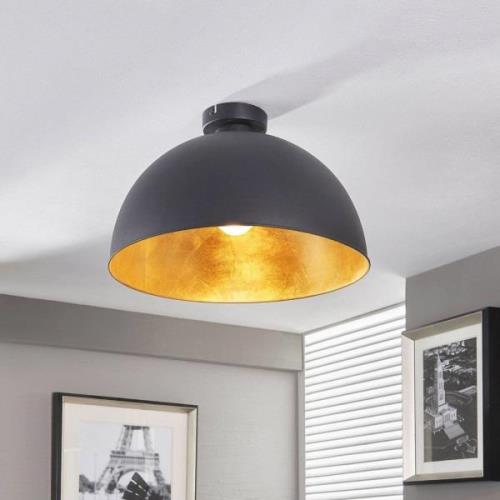 Lindby plafondlamp Lya, Ø 40 cm, zwart-goud, metaal