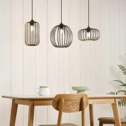 Lindby Krish hanglamp, kooi-look, 3-lamps