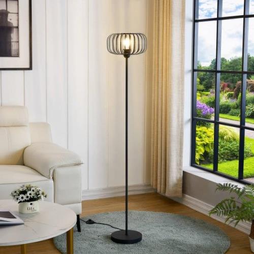 Lindby Krish vloerlamp, kooi-look, zwart