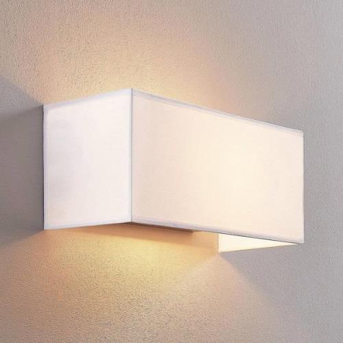 Stoffen wandlamp Adea, 30 cm, hoekig, wit