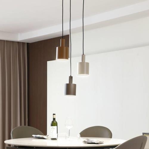 Lindby hanglamp Ovelia, donkerbruin/koffie/beige, 3-lamps.