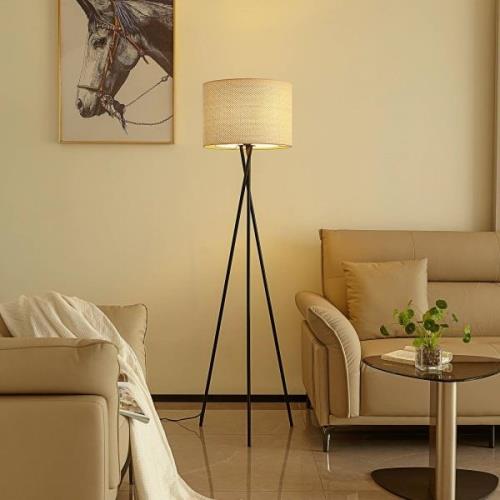 Lindby vloerlamp Soula, Ø 40 cm, beige, kunststof, E27