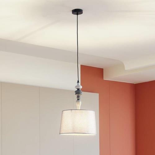 Hanglamp Lindby Haldorin, grijs/zwart, textiel, Ø 34 cm