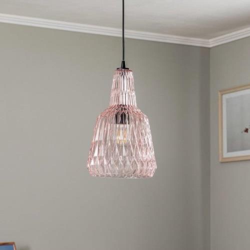 Lindby hanglamp Belarion, roze, 1-lamp, glas, Ø 23 cm