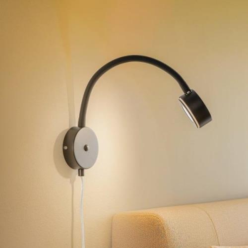 Lindby wandlamp Jyla, zwart, 4.000 K, GX53, flexibele arm