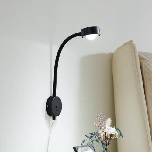 Lindby wandlamp Jyla, zwart, lens, 4200 K, GX53, flexibele arm