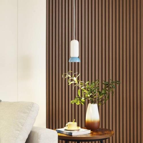 Lindby hanglamp Kerimi, crème/blauw, 1-lamp