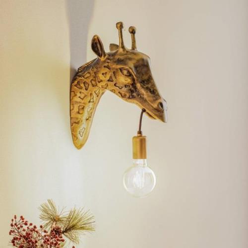 Lindby wandlamp Nirvathia, giraffe, messingkleurig, metaal