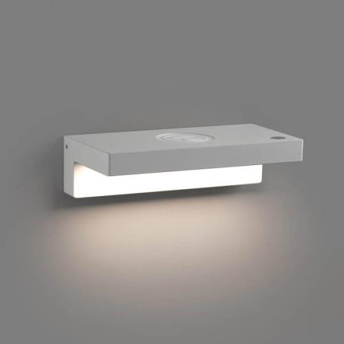 LED wandlamp Well, USB+Wireless Charger, wit