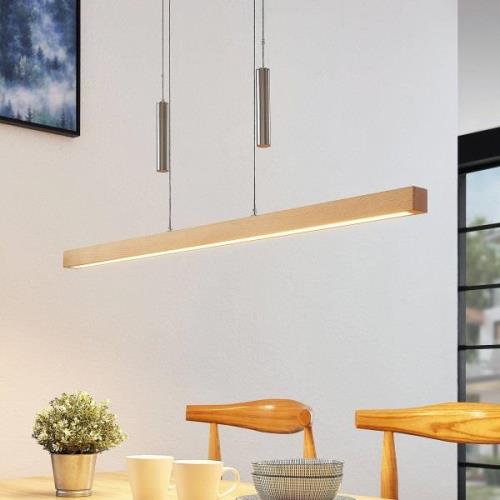 LED hanglamp Pia, beukenhout, 100 cm lang